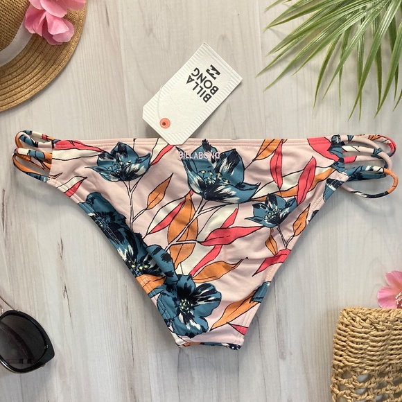Billabong 💙 Coastal Luv Floral Tropical String Sides Tropic Bikini Bottoms 🏝👙 - Picture 7 of 11